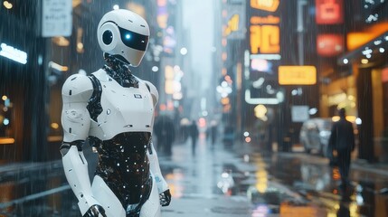 robot walking on the street