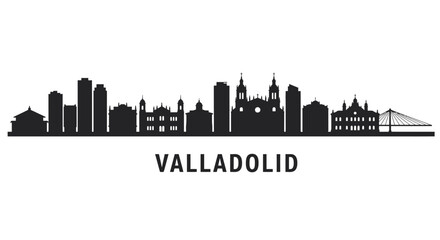 Obraz premium Valladolid Skyline Silhouette with Spain, and Cityscape.