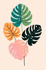 Vibrant Tropical Monstera Leaves Design for Summer Decor Projects