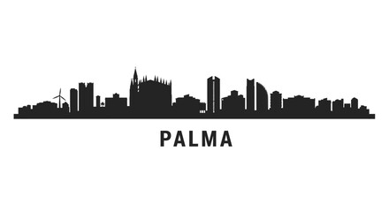 Naklejka premium Palma skyline silhouette Cityscape icon.