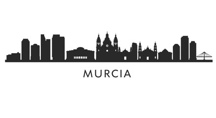 Fototapeta premium Murcia with Spain Skyline, Silhouette, and Cityscape.