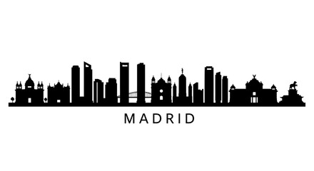 Fototapeta premium Madrid Skyline Silhouette with Spain Cityscape.
