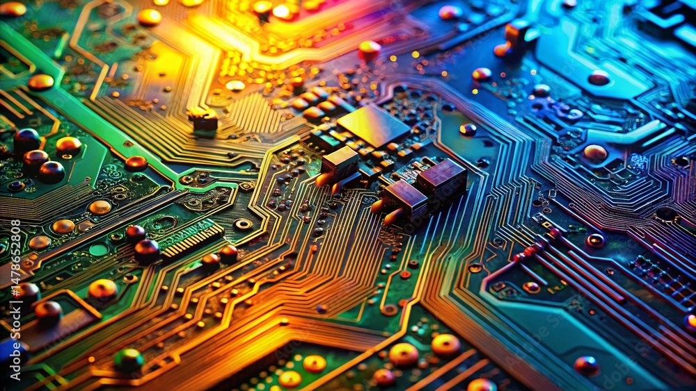 Poster recycled circuit board texture: abstract tech background graphic design