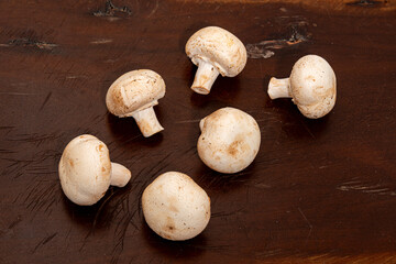 Fresh Mushrooms on a Rustic Wooden Table
