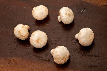 Fresh Mushrooms on a Rustic Wooden Table