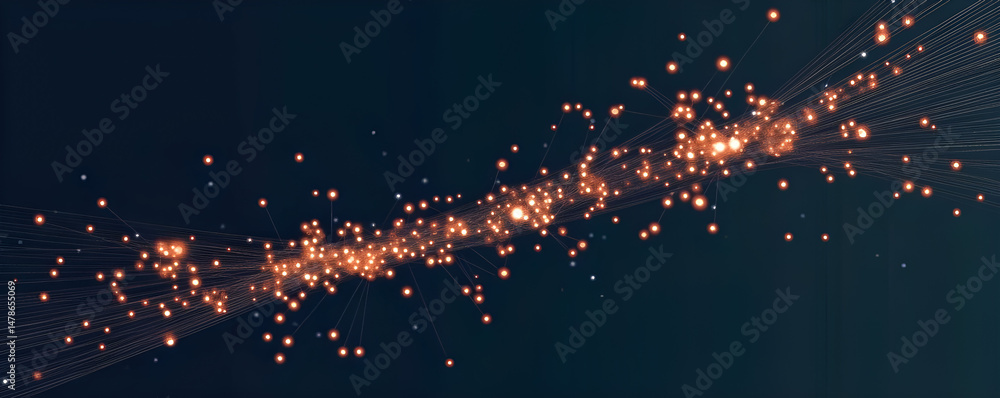 Aufkleber abstract digital network visualization with illuminated dots and connecting lines representing data 