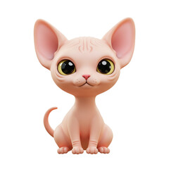 Obraz premium Cute 3D cartoon Sphynx cat in kawaii style