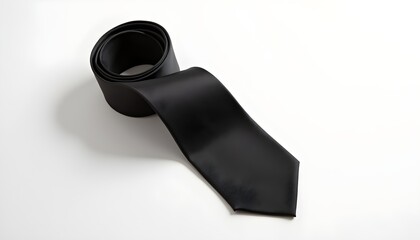 A black necktie on a plain white background.