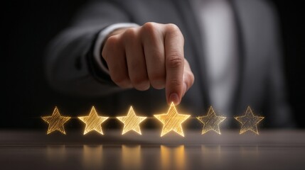 Hand giving five star rating - excellent customer experience