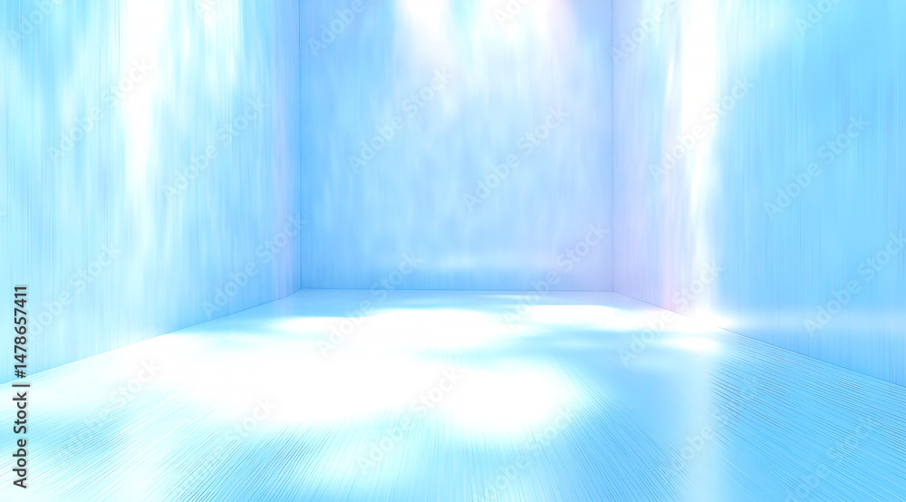 Poster abstract blue interior with light and shadow creating a sense of depth and spaciousness in a minimal