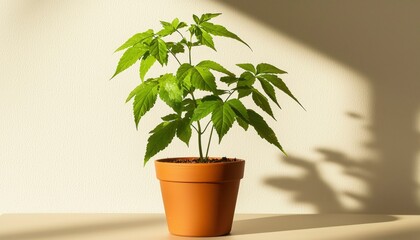 Obraz premium Potted plant in sunlight