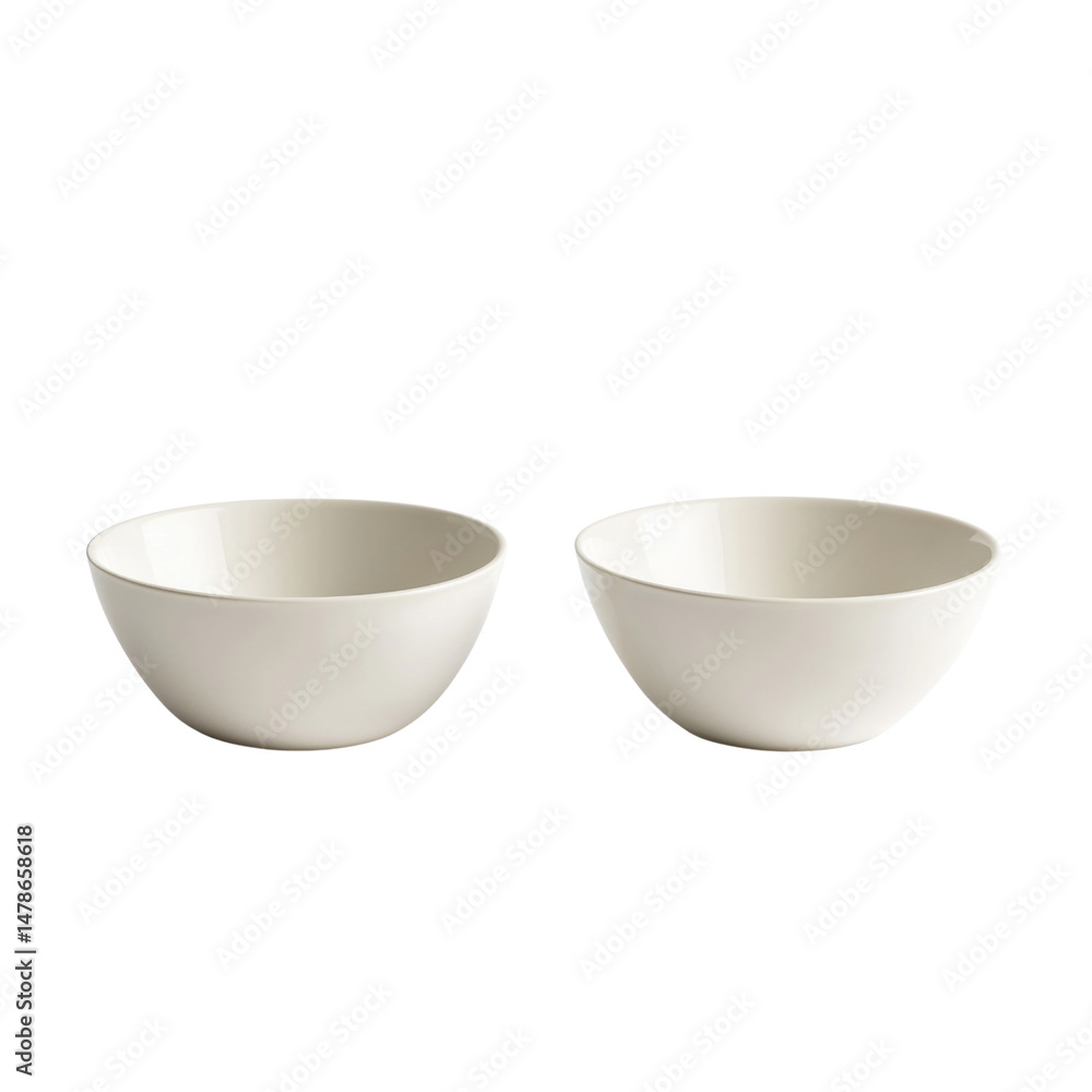 Poster Minimalist ceramic bowls in neutral tone, perfect for serving or decoration. Their simple design adds elegance to any table setting