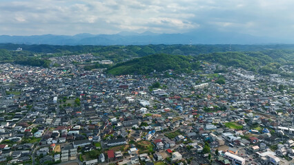 現代都市と道路の空撮風景