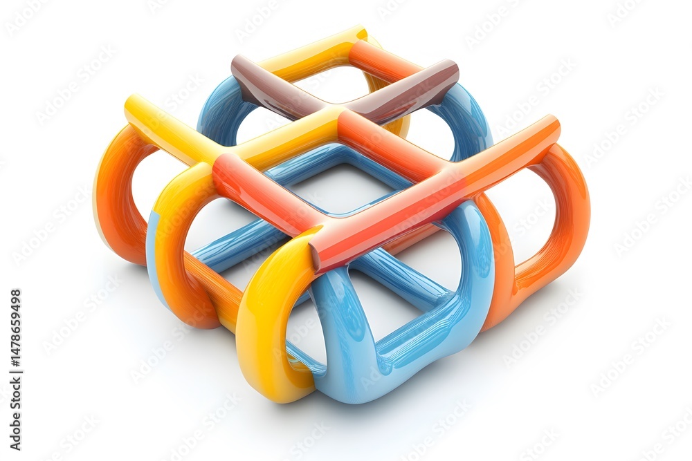 Aufkleber abstract 3d render of interlocking colorful shapes on a white background illustration