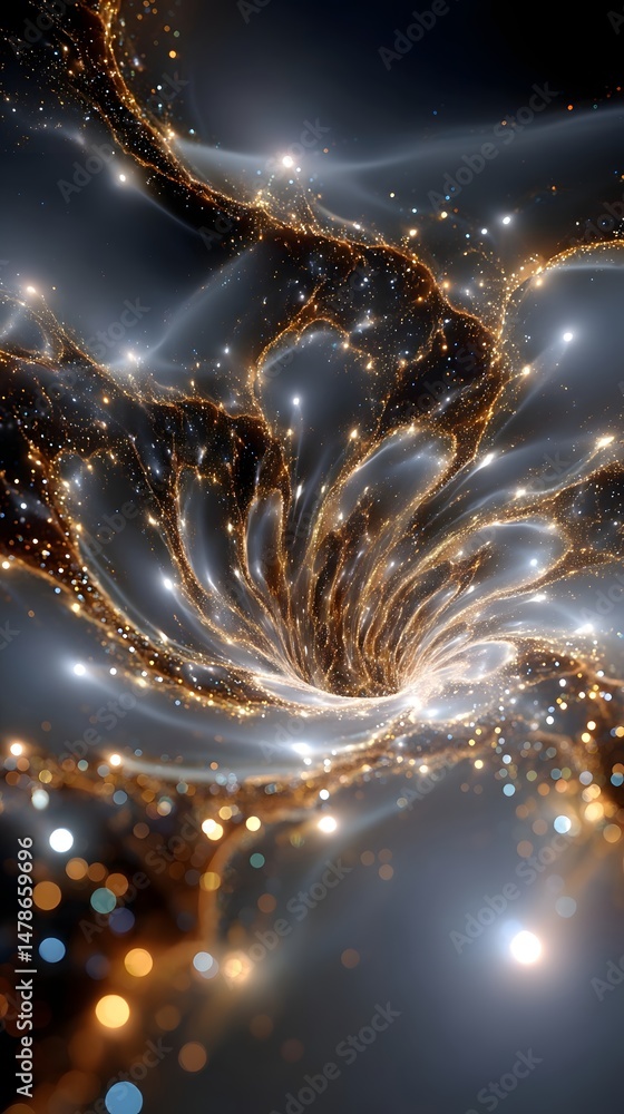 Poster intricate spiral design as an abstract representation of expanding galaxies in motion