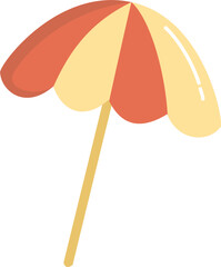 Striped Beach Umbrella: Peach and Light Yellow Alternating Panels on a Light Yellow Pole hand drawn vector illustration.