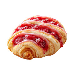 Fototapeta premium A delicious raspberry pastry with icing swirls