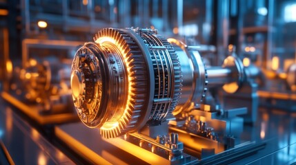 Fototapeta premium Gas turbine electrical power plant with in Twilight power for factory energy concept.