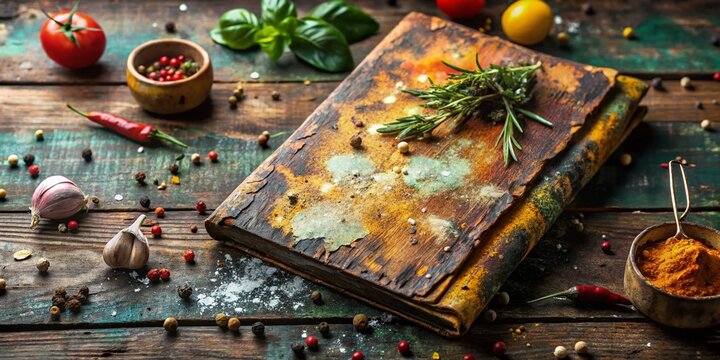 Rustic Cookbook Cover Design: Paint Splatter Texture Background