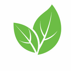 Two Green Leaves Icon – Minimal Nature Vector Symbol for Eco and Organic Design