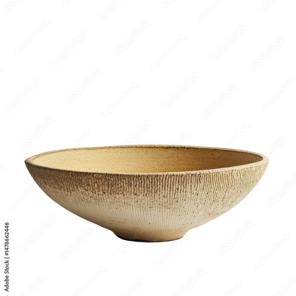 Poster rustic ceramic bowl with textured surface and earthy tones, perfect for serving or decoration. its u