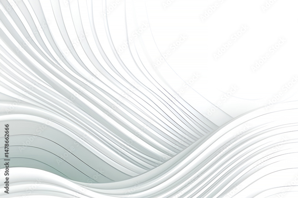 Aufkleber abstract white wavy lines forming dynamic curves and forms on a clean white background for modern de