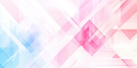 Fototapeta premium Abstract geometric background featuring overlapping shapes in blue pink and white tones creating modern and dynamic visual effect.