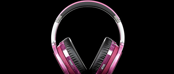 Pink Headphones Against Black Background