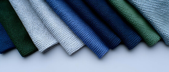 Colorful Fabric Swatches Displayed in Rolls