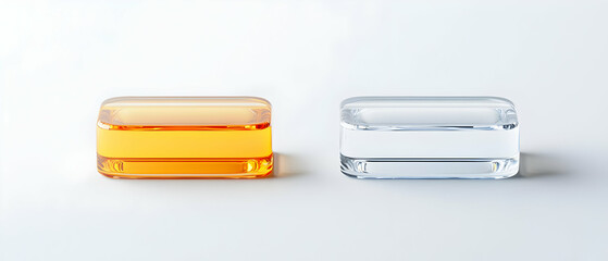 Two Rectangular Transparent Glass Objects
