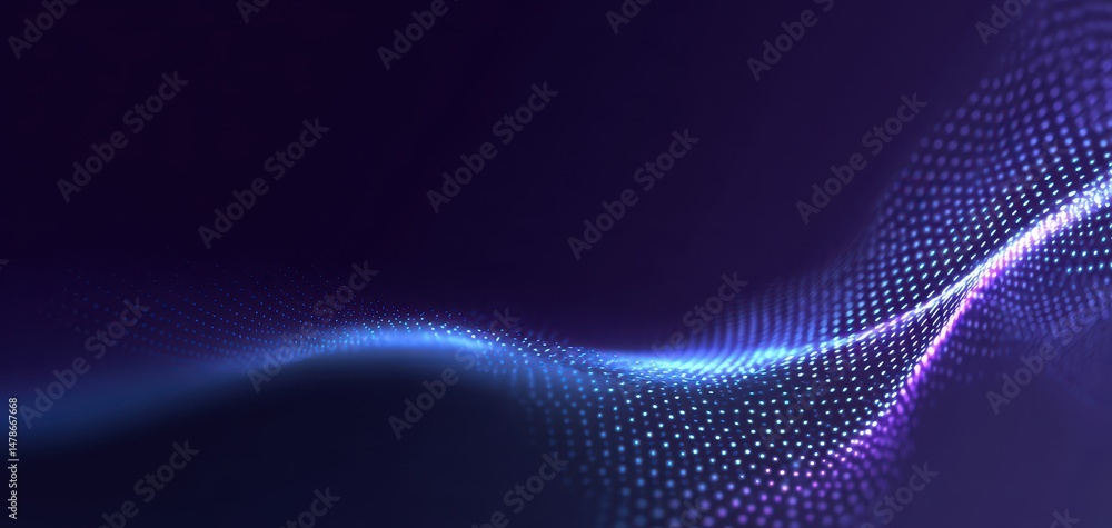 Poster abstract digital wave design with glowing points