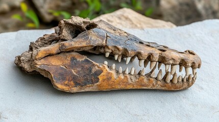 Naklejka premium Ancient Animal Skull Fossil