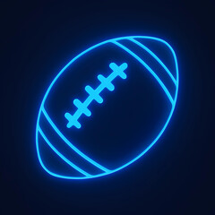 Glowing Neon American Football on Dark Background