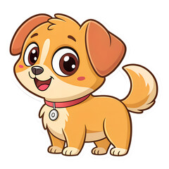 Obraz premium Cartoon Dog Sticker. PNG. 