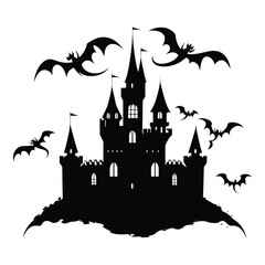 Haunted castle with bats and Halloween theme