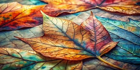 Rustic Watercolor Leaf Rug Texture:  Autumnal Botanical Floor Covering Design