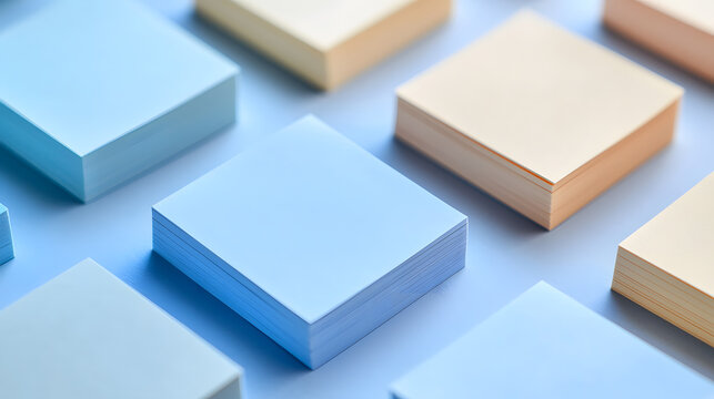 Organized sticky notes office space digital photo moody atmosphere top-down view harmonious hues