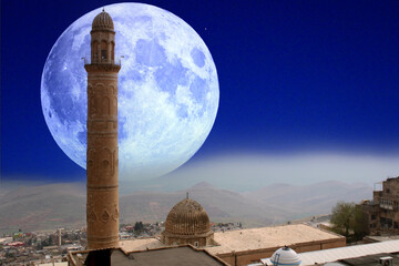 Moonlit mosque in Mardin, Turkey