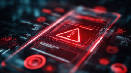 Cybersecurity Breach Warning on Digital Interface with Alert Sign