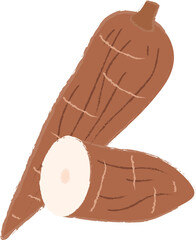 Cassava Root Vector Illustration – Hand Drawn Style