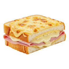 Delicious croque monsieur sandwich with ham and cheese perfect for lunch or brunch recipe idea 100 on transparent background