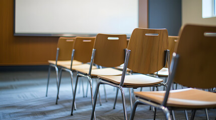 Classroom setup educational space chair arrangement learning environment soft focus concept