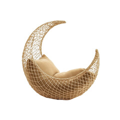 Obraz premium Crescent Moon Hanging Chair Cozy and Stylish Rattan Patio Swing