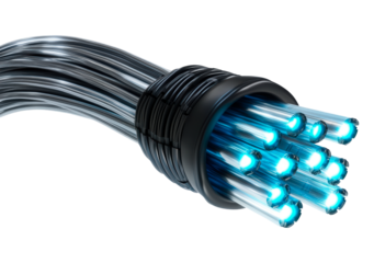 Futuristic Fiber Optic Cable isolated on transparent background