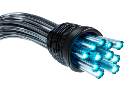 Futuristic Fiber Optic Cable isolated on transparent background - Powered by Adobe