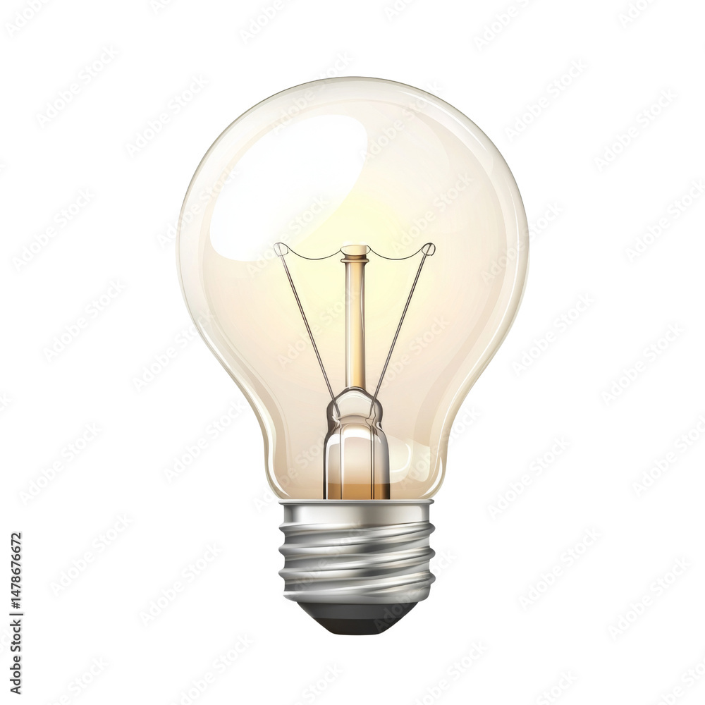 Poster clear light bulb with glowing filament, symbolizing innovation and ideas. this represents creativity