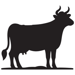 Cow graphic icon. Cow black silhouette isolated on white background. Vector illustration. animal silhouette vector.