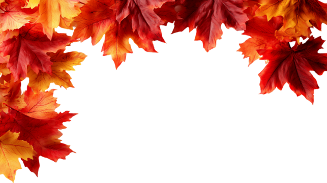 Autumn Leaves Frame on Transparent Background, PNG