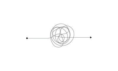 Illustration of hand drawing of tangled arrow yarn vector . Vector Illustration . EPS 20 .