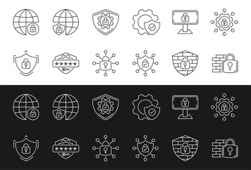 set of icon Safety, security, protection thin line icons. For website marketing design, logo, app, template, ui, etc. Vector illustration.